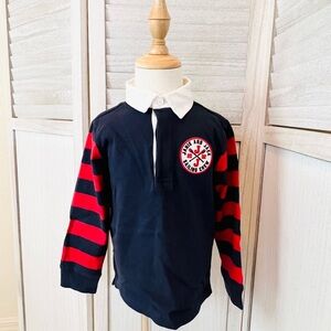 Janie & Jack Sailing Crew Collared Long Sleeve Shirt | Size 3T | Navy/Red/White